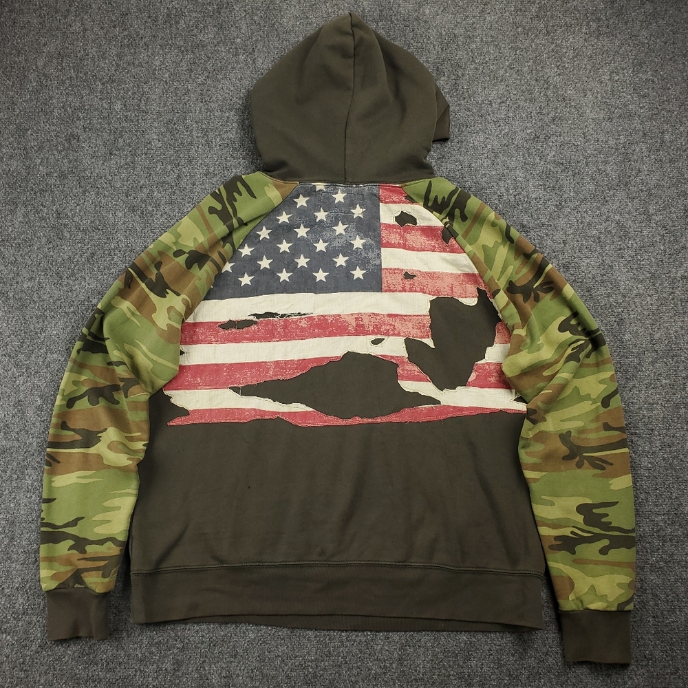 Denim & Supply Ralph Lauren Hoodie XL Camo Sweatshirt American Flag Y2K Grunge - Picture 2 of 8